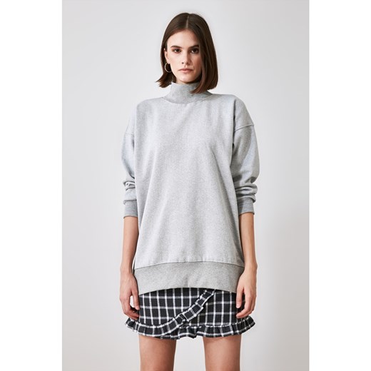 Trendyol Gray Zipper Detailed Oversize Knitted Sweatshirt Trendyol S Factcool