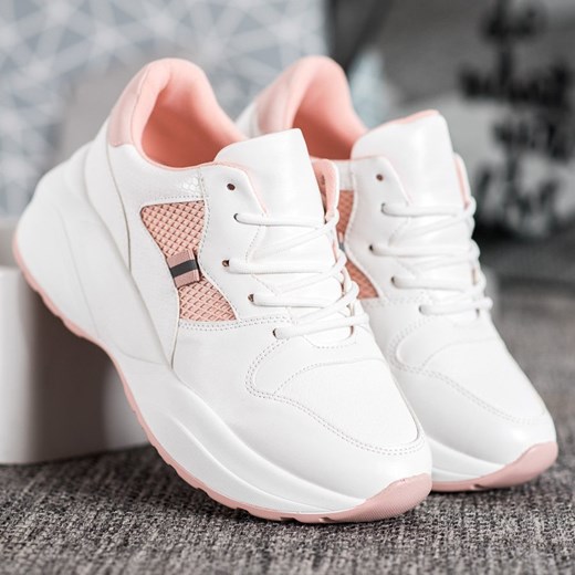 Buty sportowe damskie białe Weide sneakersy ze skóry sznurowane na wiosnę