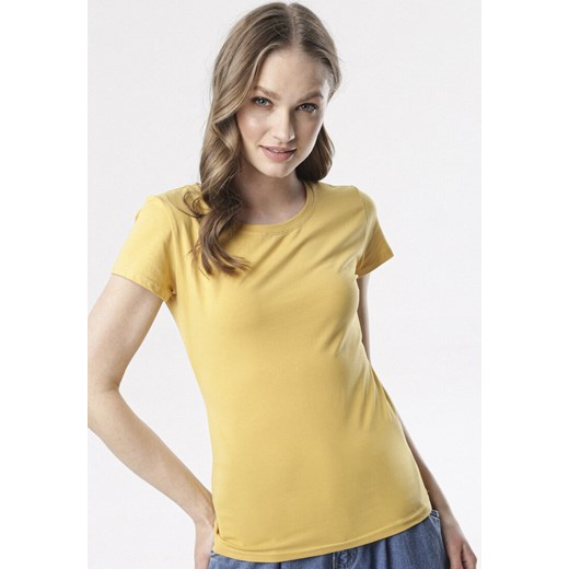 Żółty T-shirt Borlopei L/XL promocyjna cena Born2be Odzież