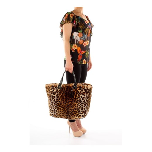 Brązowa shopper bag Dolce & Gabbana boho z nadrukiem bez dodatków 