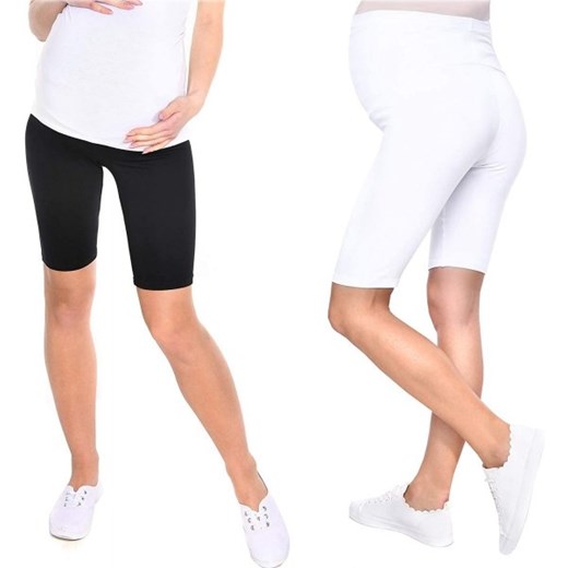 Wygodne krótkie legginsy ciążowe Mama 1052/2 komplet czarny/biały XS/S 34/36 MijaCulture