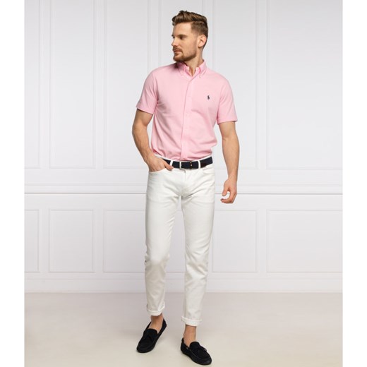 Koszula męska Polo Ralph Lauren różowa casual z krótkim rękawem 