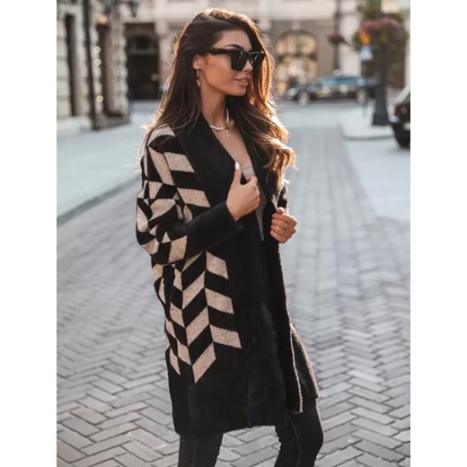 Płaszcz / sweter COCOMORE ALPAKA jodełka czarny/camel Cocomore Uniwersalny Neli Fashion