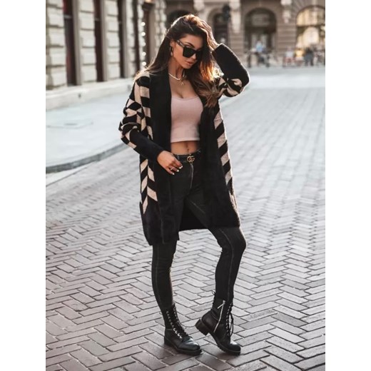 Płaszcz / sweter COCOMORE ALPAKA jodełka czarny/camel Cocomore Uniwersalny Neli Fashion