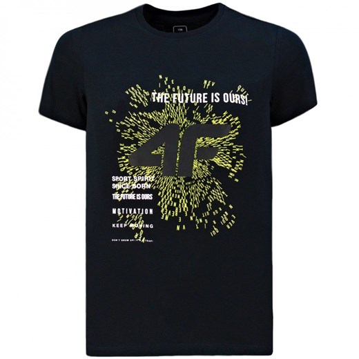 4F Koszulka Chłopięca Dziecięca T-shirt Czarna 140 darcet