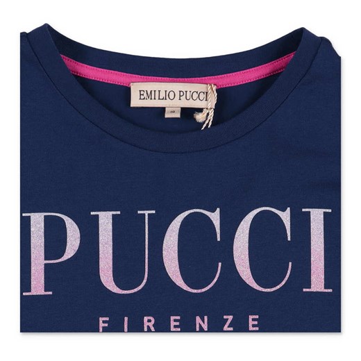 Granatowa bluzka dziewczęca Emilio Pucci z krótkimi rękawami 