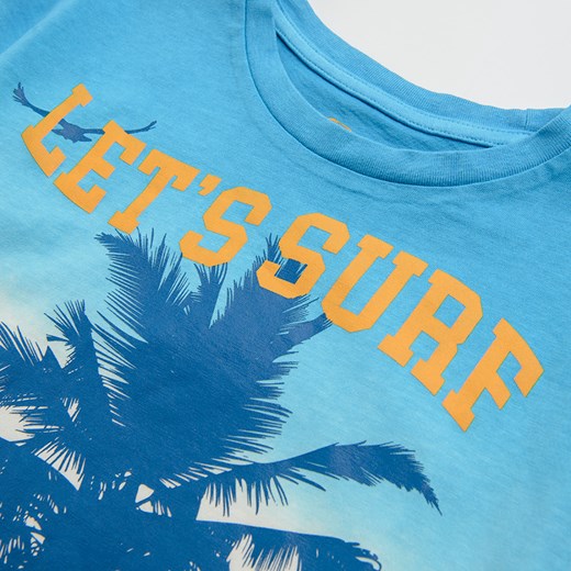 Cool Club, T-shirt chłopięcy, jasnoniebieski, palmy, Let's surf Cool Club 134 smyk