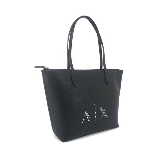 Shopper bag Armani Exchange na ramię czarna matowa bez dodatków 