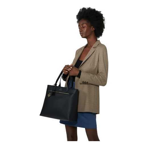 Czarna shopper bag Trussardi elegancka na ramię 