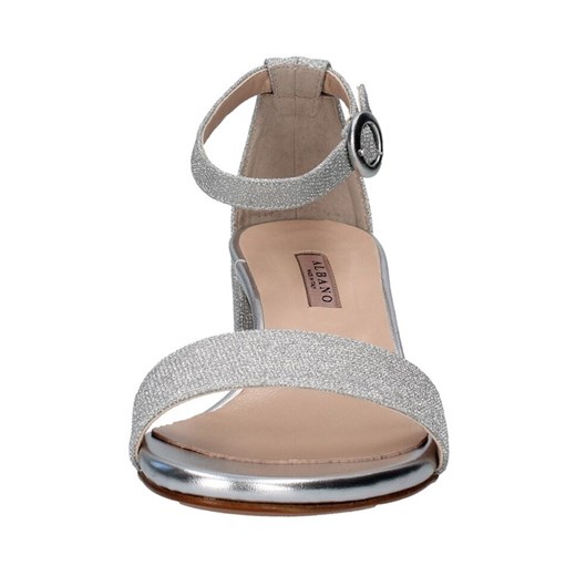 Albano sandały damskie skórzane szare z klamrą 