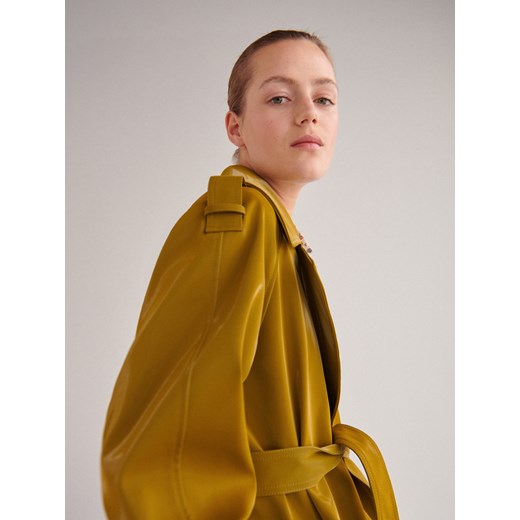 Płaszcz damski Reserved żółty jesienny casualowy 