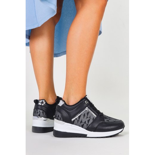 Czarne sneakersy na koturnie buty sportowe sznurowane Casu LDLJ-45 Casu 40 Casu.pl