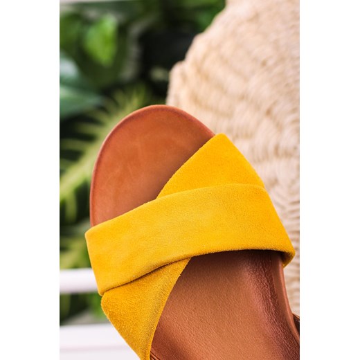 Żółte sandały Maciejka skórzane z zakrytą piętą paski na krzyż 04614-07/00-5 Maciejka 40 wyprzedaż Casu.pl