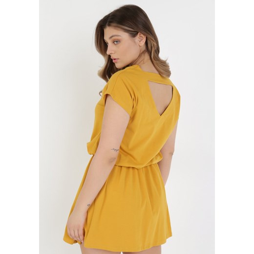 Sukienka żółta Born2be z krótkim rękawem casualowa na wiosnę mini 