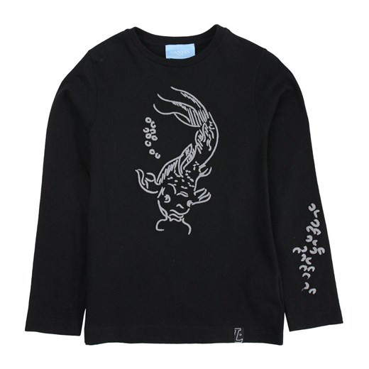 T-shirt chłopięce Lanvin czarny bawełniany w nadruki 