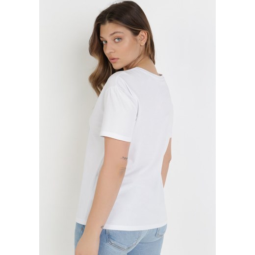 Biały T-shirt Evithiusei L/XL Born2be Odzież