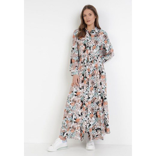 Born2be sukienka maxi z długimi rękawami w kwiaty