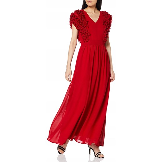 Sukienka czerwona APART maxi z krótkim rękawem 