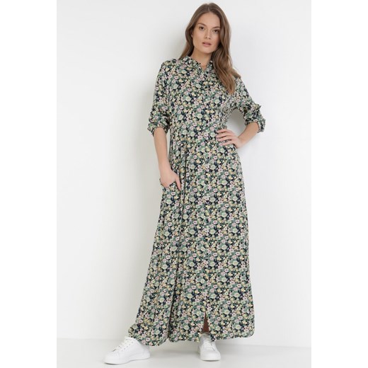 Granatowo-Zielona Sukienka Prosisei ze sklepu Born2be Odzież w kategorii Sukienki - zdjęcie 108877297