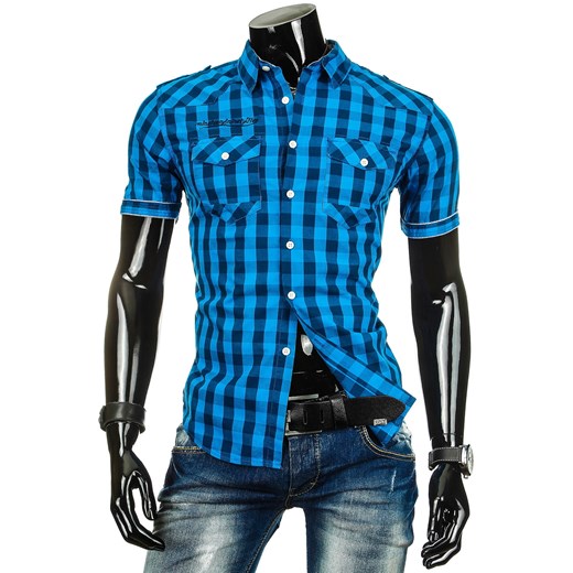 Koszula z krótkim rękawem (kx0367) - Niebieski dstreet niebieski bawełniane