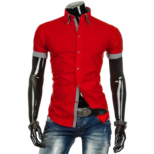 Koszula z krótkim rękawem (kx0358) dstreet czerwony bawełniane