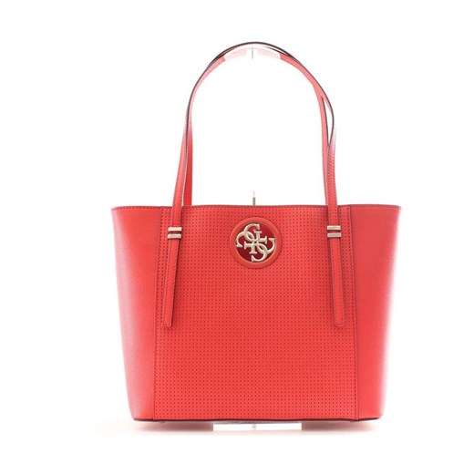 Czerwona shopper bag Guess na ramię duża