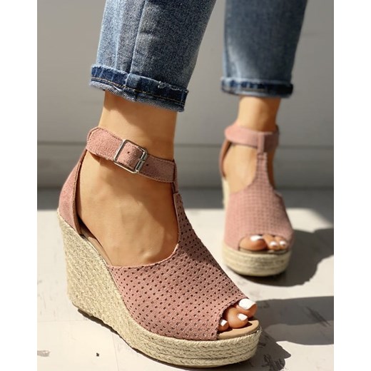 Espadryle damskie Kendallme z klamrą zamszowe 