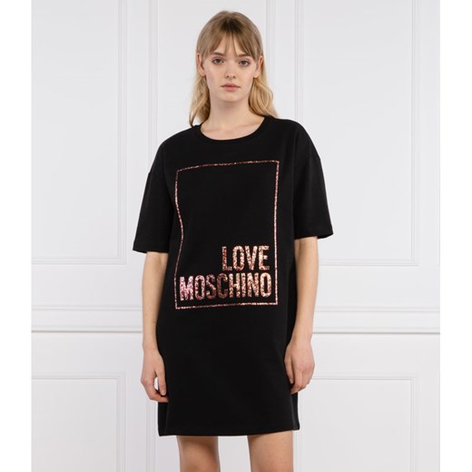 Sukienka Love Moschino czarna mini z krótkimi rękawami 