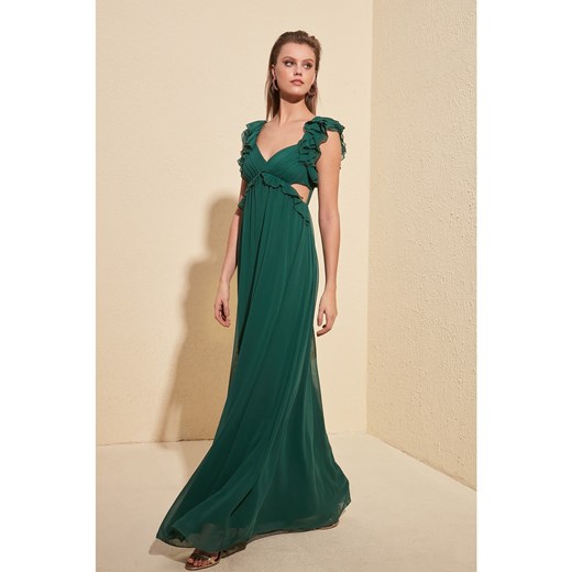Trendyol Emerald Green Shoulder Detailed Evening Dress & Graduation Dress Trendyol 36 Factcool