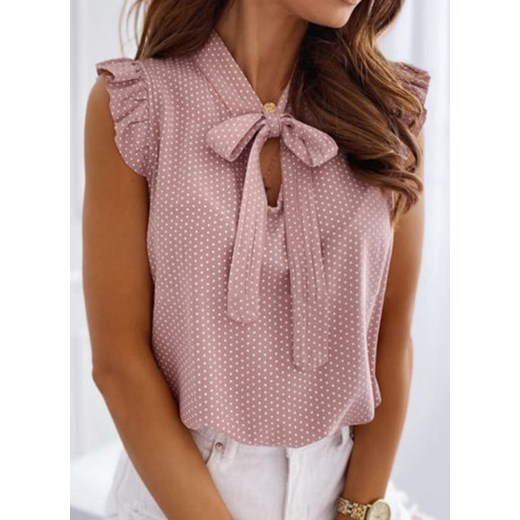 Sandbella bluzka damska różowa w grochy casual 