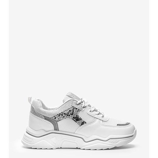 Białe sneakersy na grubej podeszwie z motywem skóry węża Anika 36 gemre