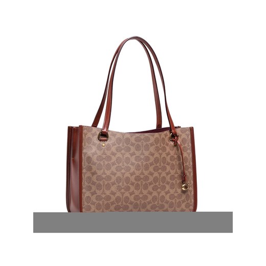 Shopper bag brązowa Coach bez dodatków duża 