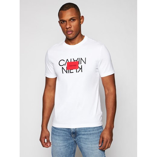 Calvin Klein T-Shirt Text Reversed Logo K10K106489 Biały Regular Fit Calvin Klein S MODIVO
