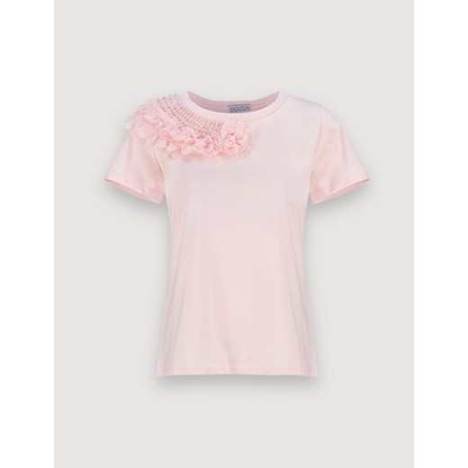 Różowa koszulka z perłami i tiulem MOLTON Molton M Molton