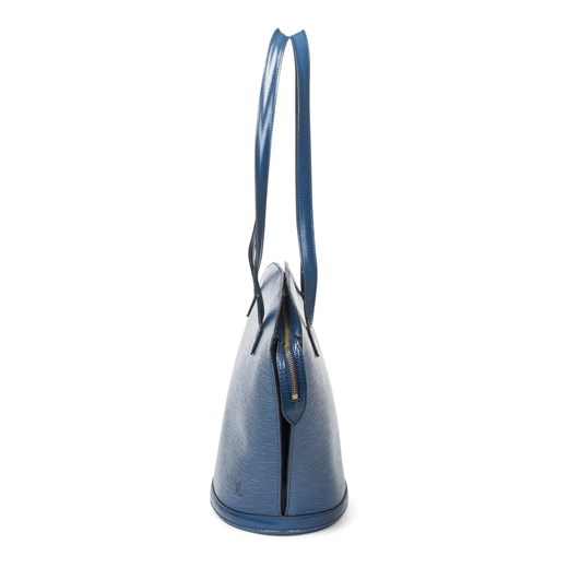 Shopper bag Louis Vuitton duża skórzana na ramię granatowa 
