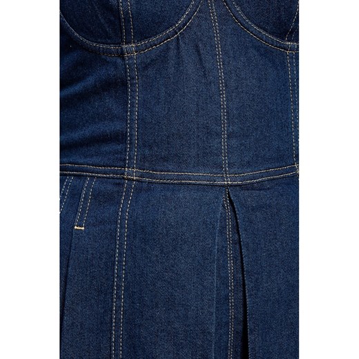 Sukienka Versace Jeans na uczelnię z dekoltem w serek na ramiączkach rozkloszowana mini