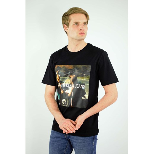t-shirt męski calvin klein czarny z nadrukiem ze sklepu Royal Shop w kategorii T-shirty męskie - zdjęcie 109142155