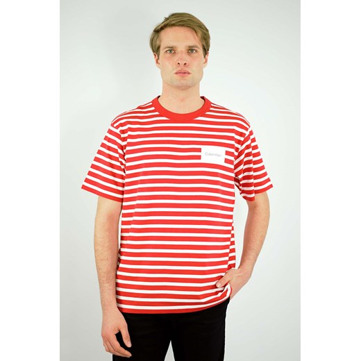 t-shirt męski calvin klein czerwony w białe paski ze sklepu Royal Shop w kategorii T-shirty męskie - zdjęcie 109142165