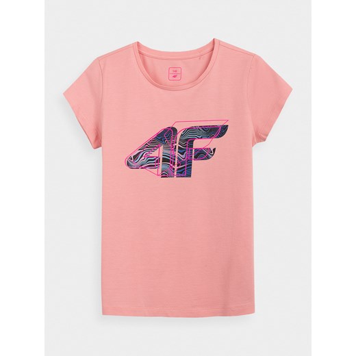 Bluzka dziewczęca różowa 4F bawełniana na lato 