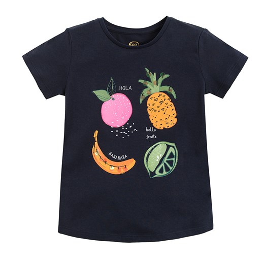 Cool Club, T-shirt dziewczęcy, granatowy, owoce Cool Club 92 smyk