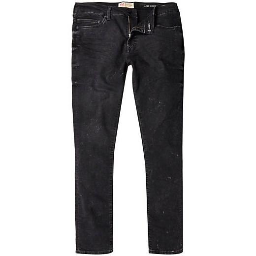 Black Danny distressed superskinny jeans river-island czarny jeans