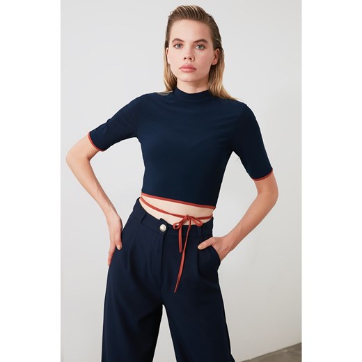 Trendyol Navy Clamping Detailed Knitted Blouse Trendyol M Factcool