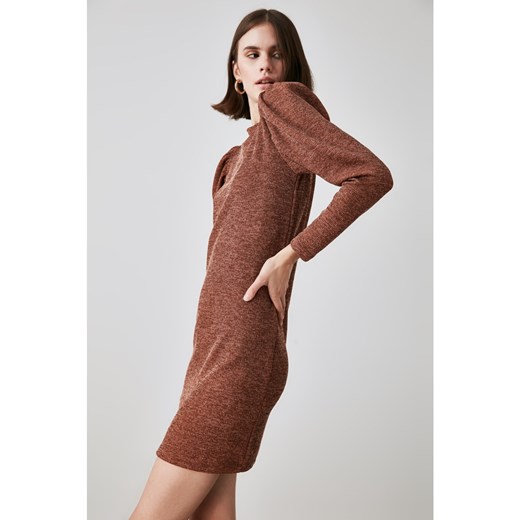 Trendyol Brown Sleeves Shrapnel Knitted Dress Trendyol M Factcool
