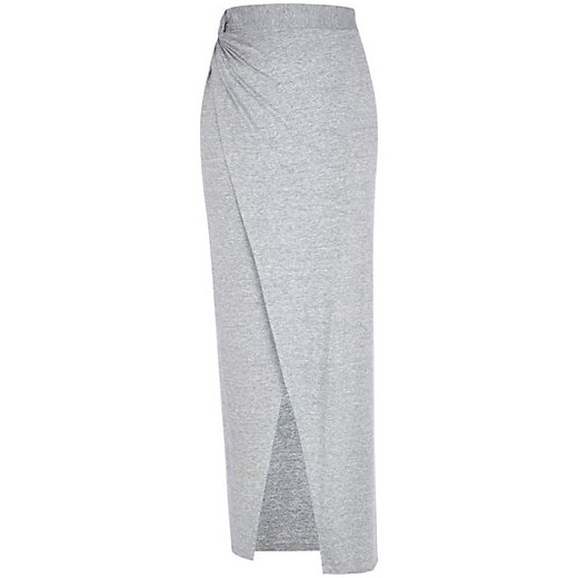 Grey knotted split front maxi skirt river-island bialy maxi