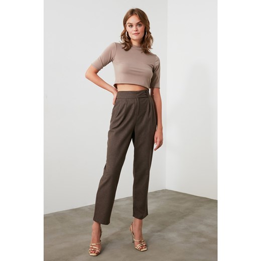 Trendyol Brown Button Detailed Trousers Trendyol 34 Factcool