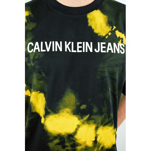 T-SHIRT MĘSKI CALVIN KLEIN CZARNY/ŻÓŁTY WZORZYSTY Calvin Klein M okazja Royal Shop