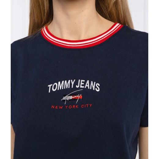 Bluzka damska Tommy Jeans młodzieżowa z krótkim rękawem z okrągłym dekoltem 