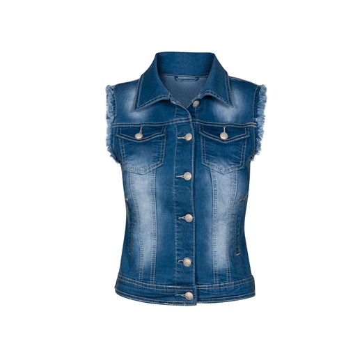 Kamizelka jeansowa ciemna denimbox-pl niebieski bawełniane