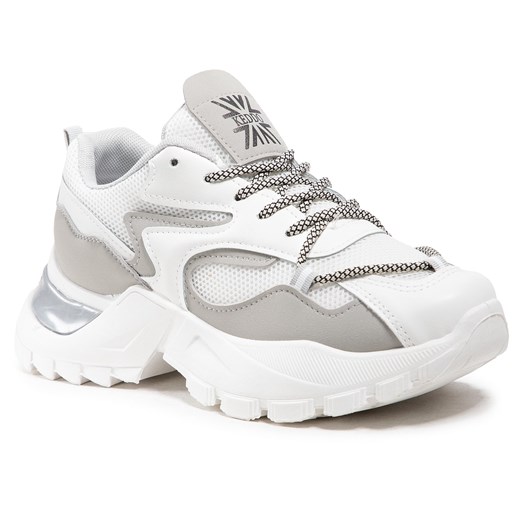 Buty sportowe damskie Keddo sneakersy białe sznurowane na platformie z tworzywa sztucznego 