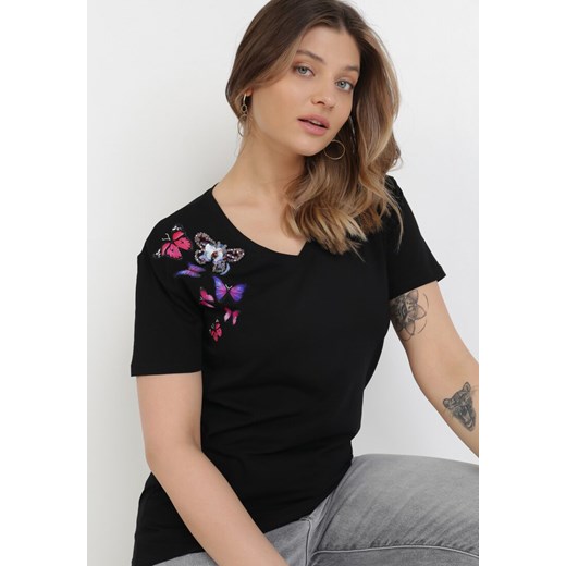 Czarny T-shirt Zeuxilis ze sklepu Born2be Odzież w kategorii Bluzki damskie - zdjęcie 109296108